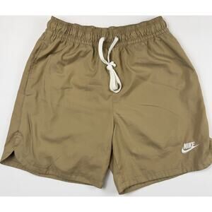 Nike Swim Trunks Mens XS Tan Beige Shorts Mesh Lined Drawstring Swoosh